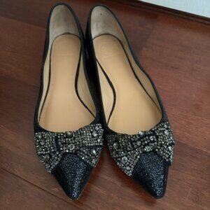 Embellished Navy Blue Tory Burch pointed toe shoes 9.5M